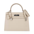 Kelly 28 Bag Sellier Craie Epsom Leather with Palladium Hardware