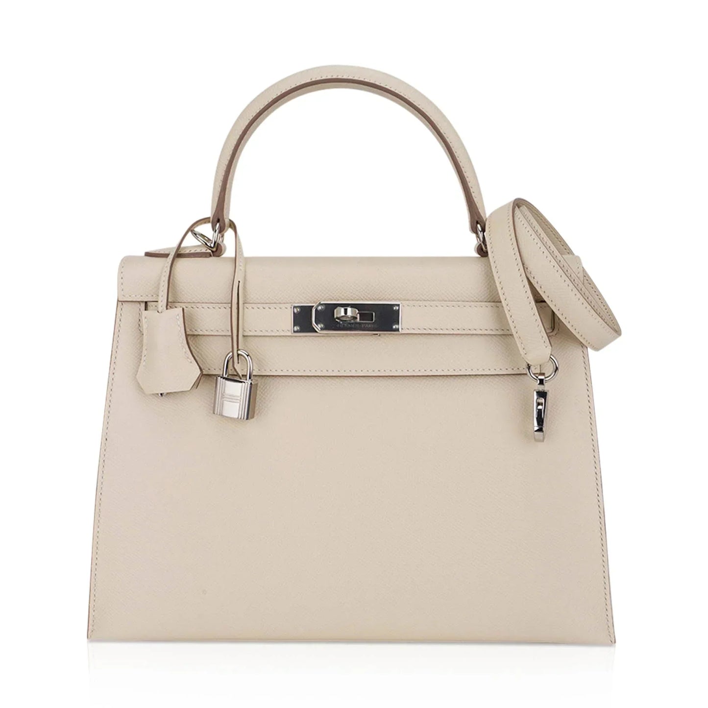Kelly 28 Bag Sellier Craie Epsom Leather with Palladium Hardware
