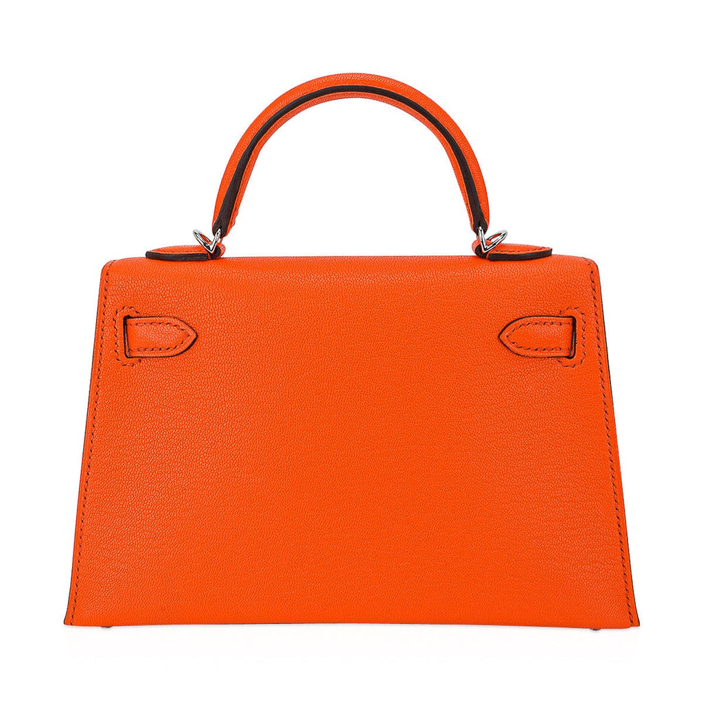 Verso Mini Kelly 20 Sellier Bag Feu & Terre Battue Chevre Leather with Palladium Hardware