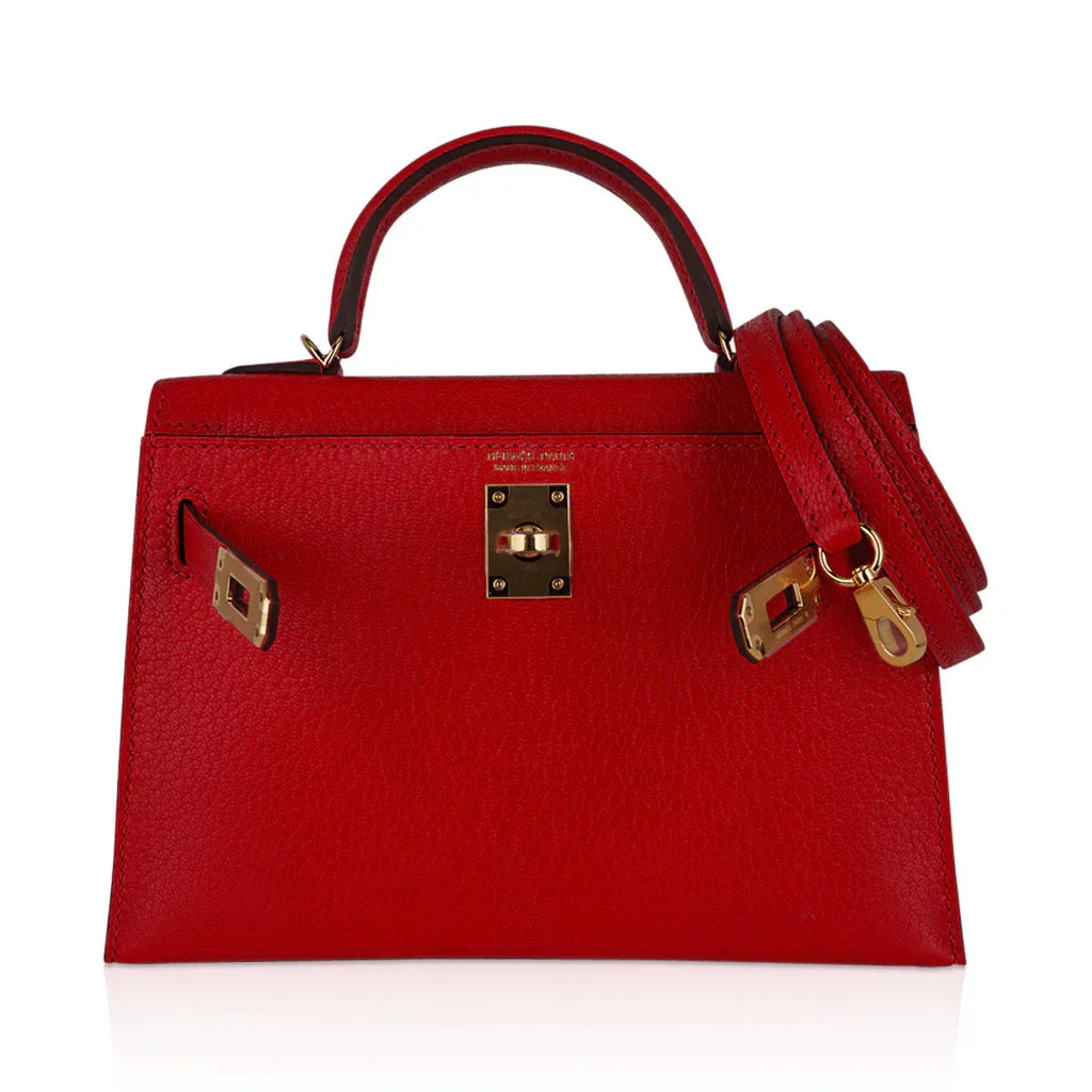 Kelly Sellier 20 Mini Rouge de Coeur Bag Chevre Leather Gold Hardware
