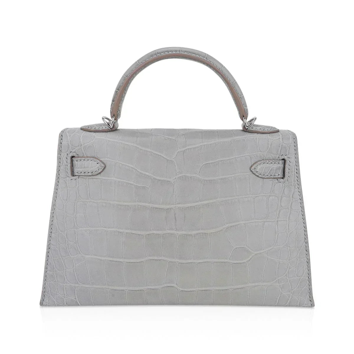 Limited Edition Mini Kelly 20 Sellier Matte Gris Perle Alligator Bag Palladium Hardware