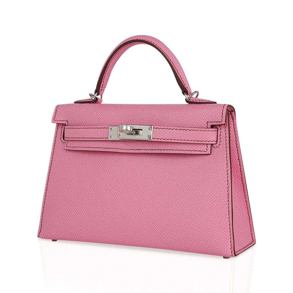 Mini Kelly 20 Sellier Bag in 5P Pink Bubblegum Epsom Leather with Palladium Hardware