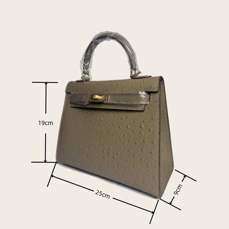 Kelly II Mini Gris Tourterelle Ostrich Gold Hardware