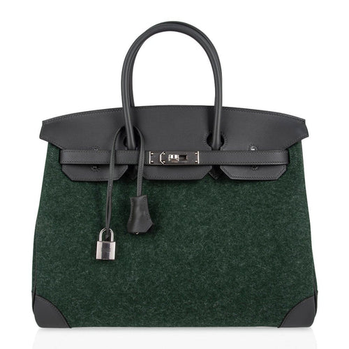 Birkin 35 Limited Edition Bi-Color Vert Anglais Feutre Vert Cypress Swift