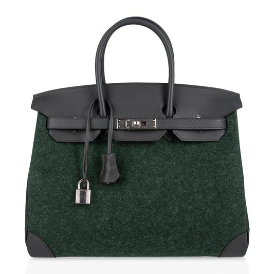 Birkin 35 Limited Edition Bi-Color Vert Anglais Feutre Vert Cypress Swift