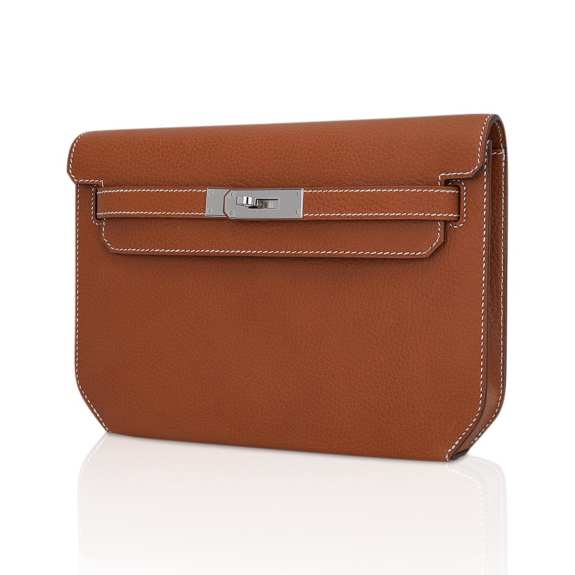 Kelly Depeches 25 Pouch Fauve Galop D’ Vache Palladium Hardware