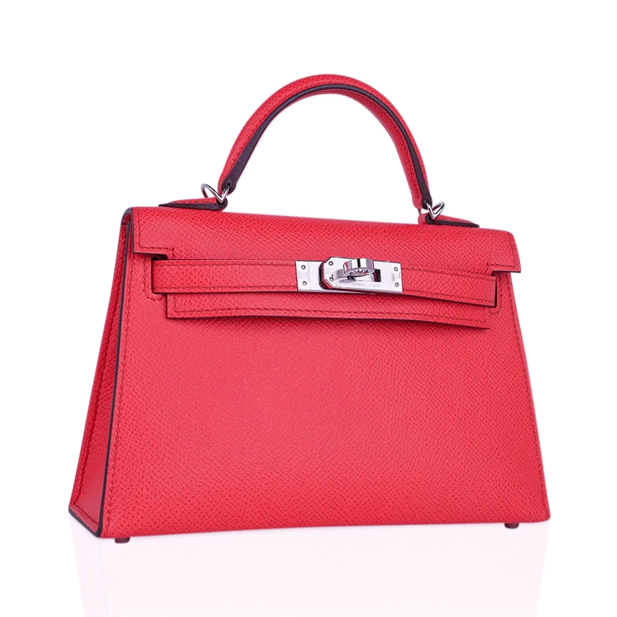 Mini Kelly 20 Bag Sellier Rose Texas Epsom with Palladium Hardware