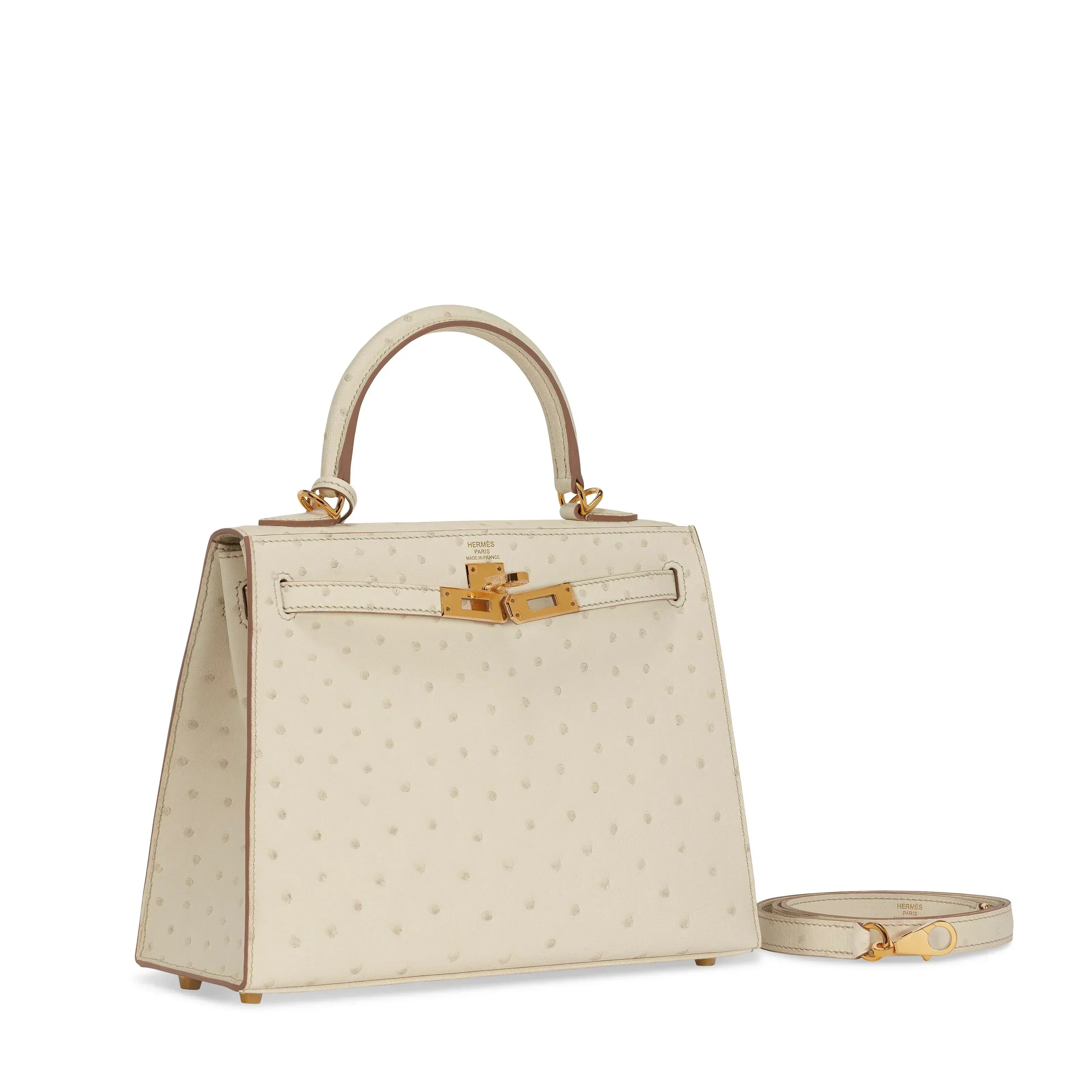 Kelly With Beton Ostrich Sellier Gold Harrdware