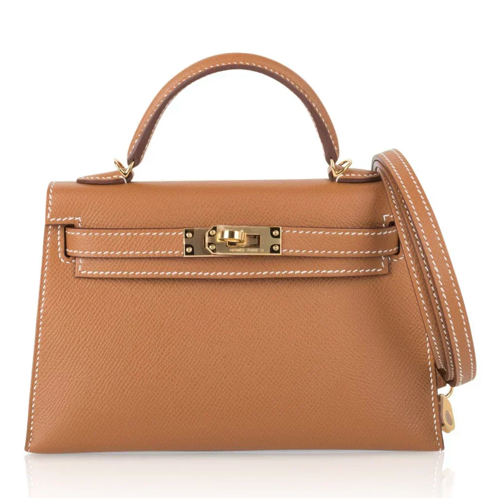 Mini Kelly 20 Bag Sellier Gold Epsom Leather with Gold Hardware