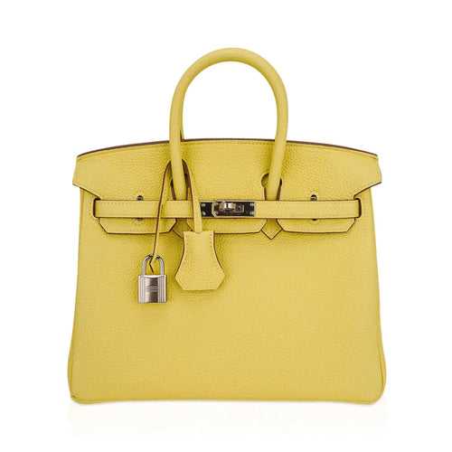 Birkin 25 Bag Jaune Poussin Togo Leather with Palladium Hardware
