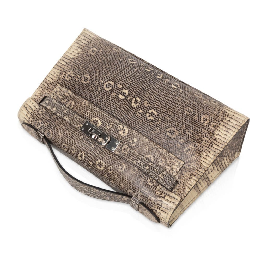 Kelly Pochette Bag Ombre Lizard Clutch Palladium Hardware Very Rare