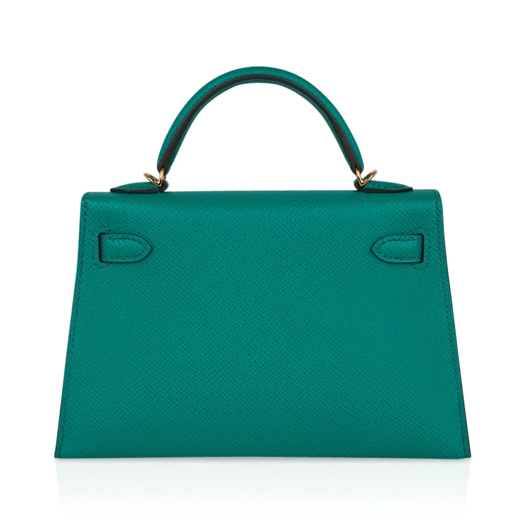 Kelly 20 Mini Sellier Bag Jade Epsom Leather Gold Hardware New w/Box