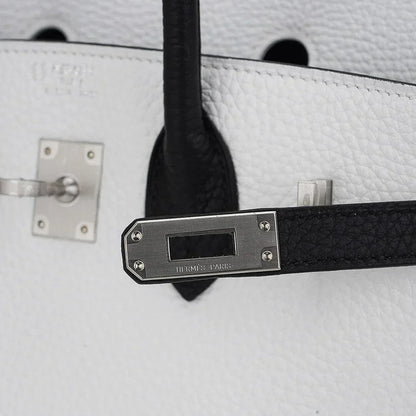 Birkin HSS 25 Bag White w/ Black Brushed Palladium Hardware
