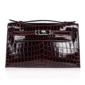 Kelly Pochette Clutch Bag Bordeaux Crocodile Jewel Toned Palladium