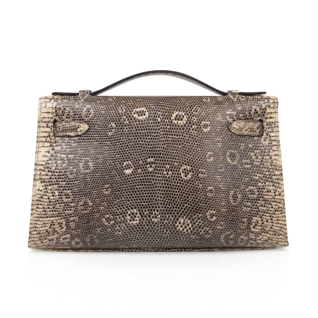 Kelly Pochette Bag Ombre Lizard Clutch Palladium Hardware Very Rare