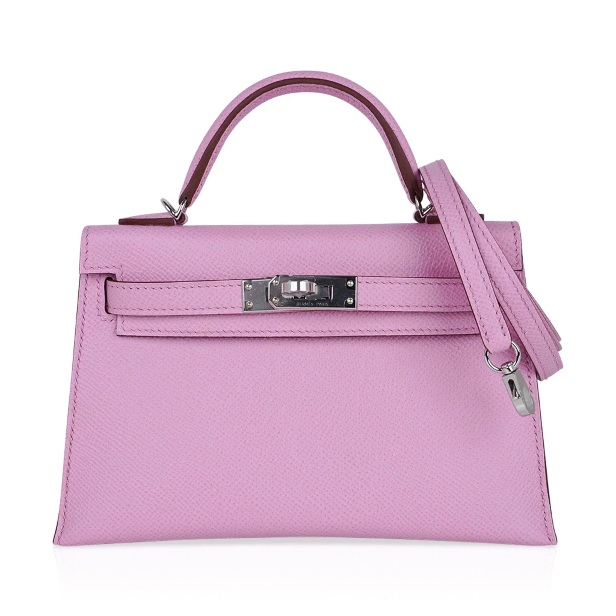 Mini Kelly 20 Bag Sellier Mauve Sylvestre Epsom with Palladium Hardware