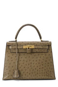 Kelly Sellier Gris Mousse Ostrich Gold Hardware
