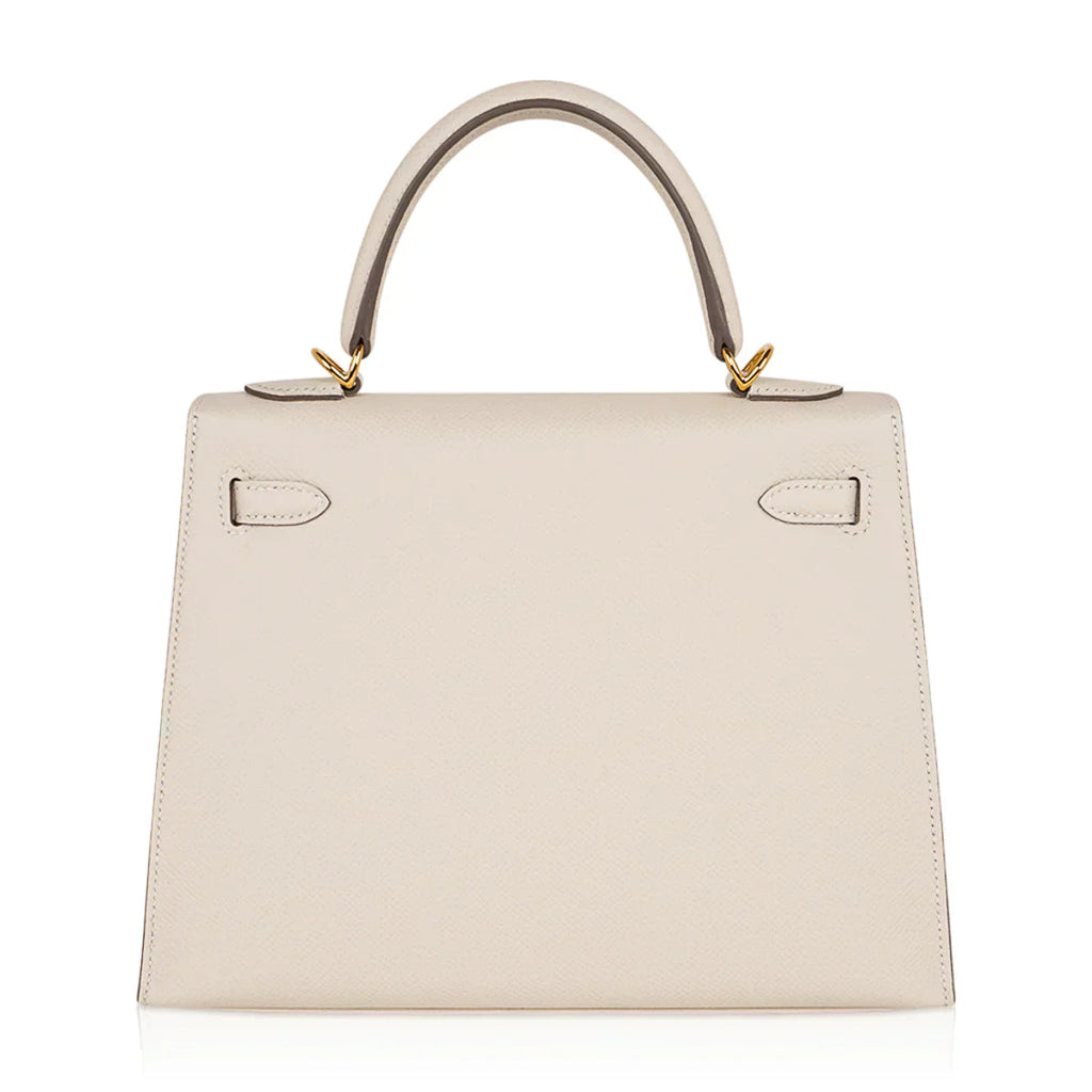 Kelly 25 Sellier Bag Craie Epsom Leather with Gold Hardware