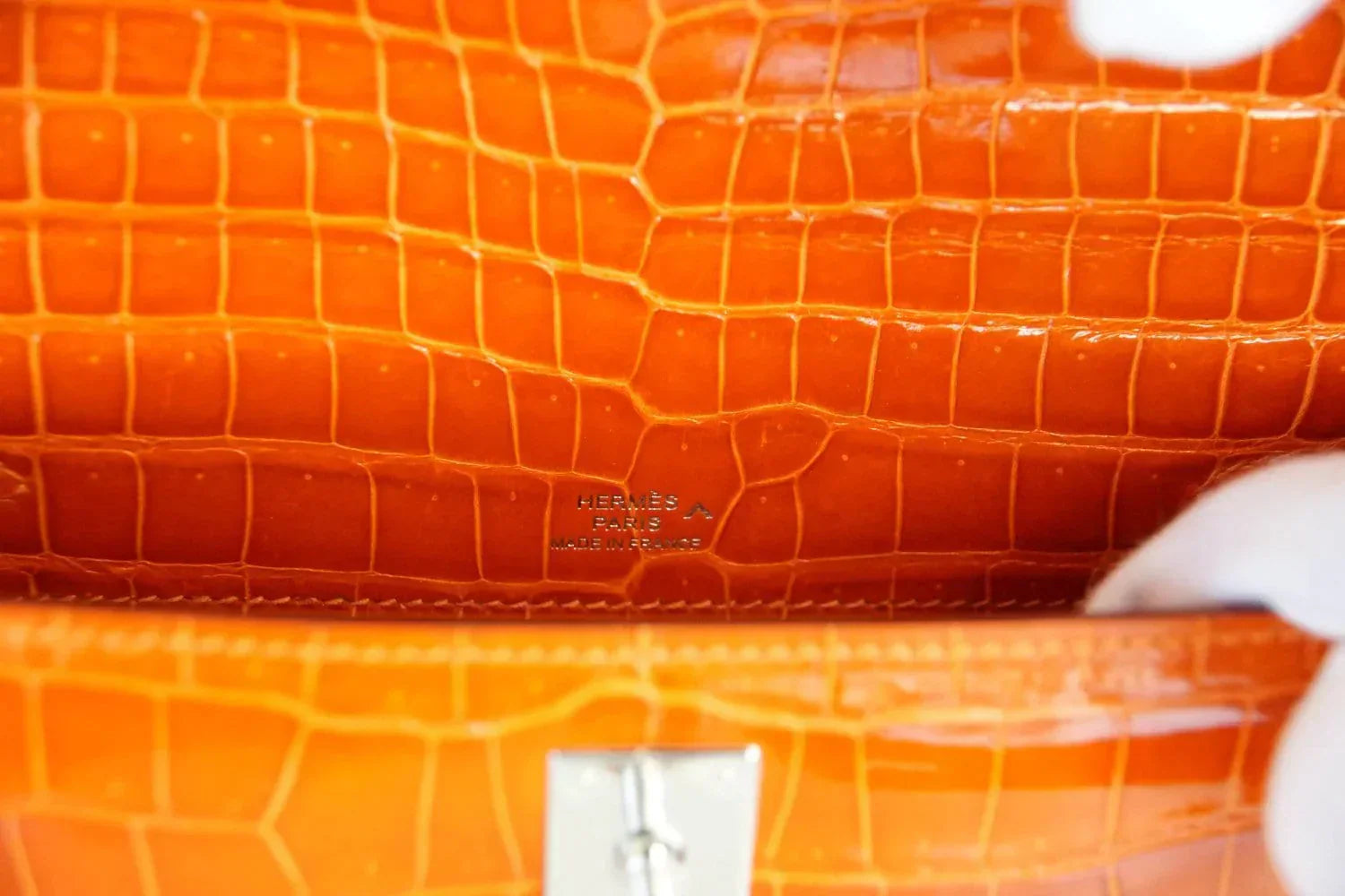Kelly Pochette Clutch Bag Orange Feu Rare in Porosus Crocodile