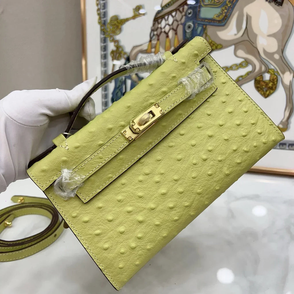 Jaune Bourgeon Ostrich Kelly Danse II Palladium Hardware