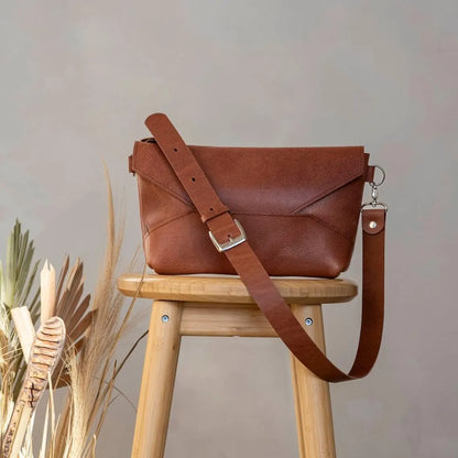 Two-Tone Origami Fold Envelope Shoulder Bag With Textured Grain Surface, Silvery Buckle Strap Hardware And Clean Geometric Front Paneling
