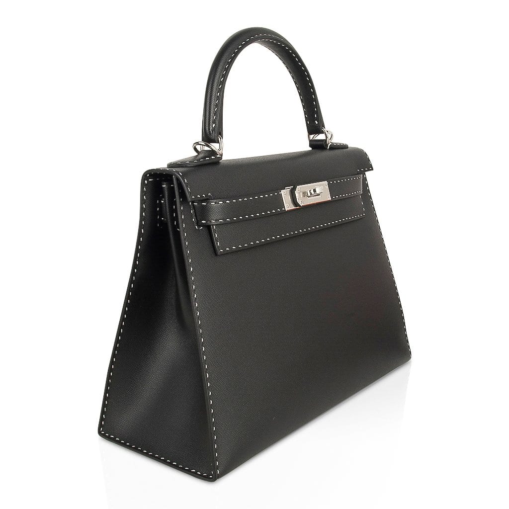 Kelly 28 Bag Black Un Point Sur Deux Veau Graine Monsieur Limited Edition