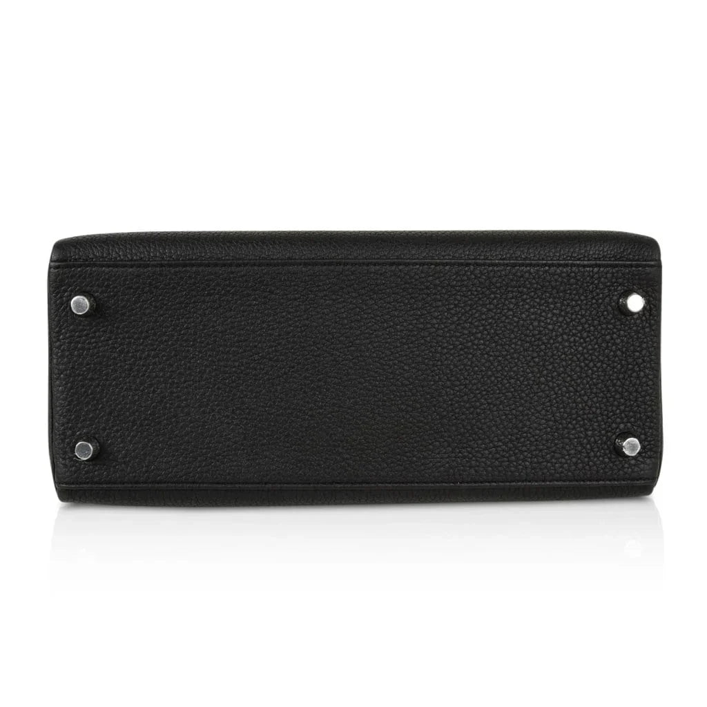 Kelly 28 Bag Black Retourne Togo Palladium Hardware