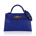 Kelly 20 Mini Sellier Bag Blue de Royal Chevre Leather Gold Hardware