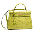 Kelly 32 ostrich handbag Green Ostrich gold Hardware