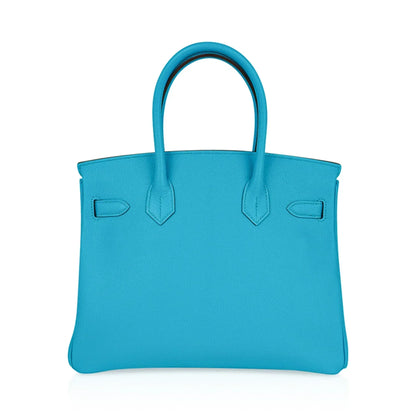 Birkin 30 Bleu Aztec Bag Chevre Leather with Gold Hardware