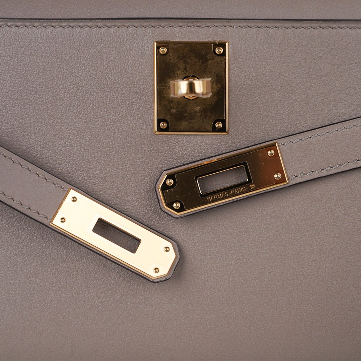 Kelly Cut Bag Gris Asphalte Gray Clutch Swift Gold Hardware