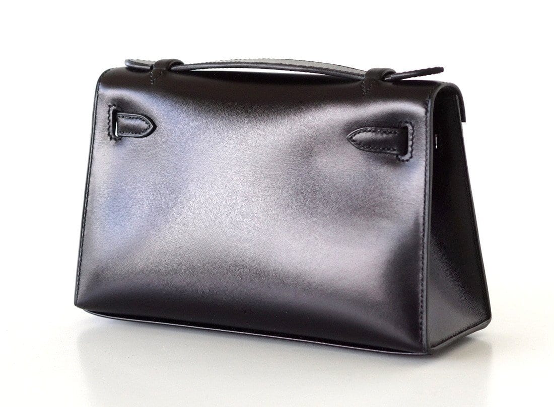 Kelly Pochette Clutch Bag Limited Edition So Black Box Leather Very Rare