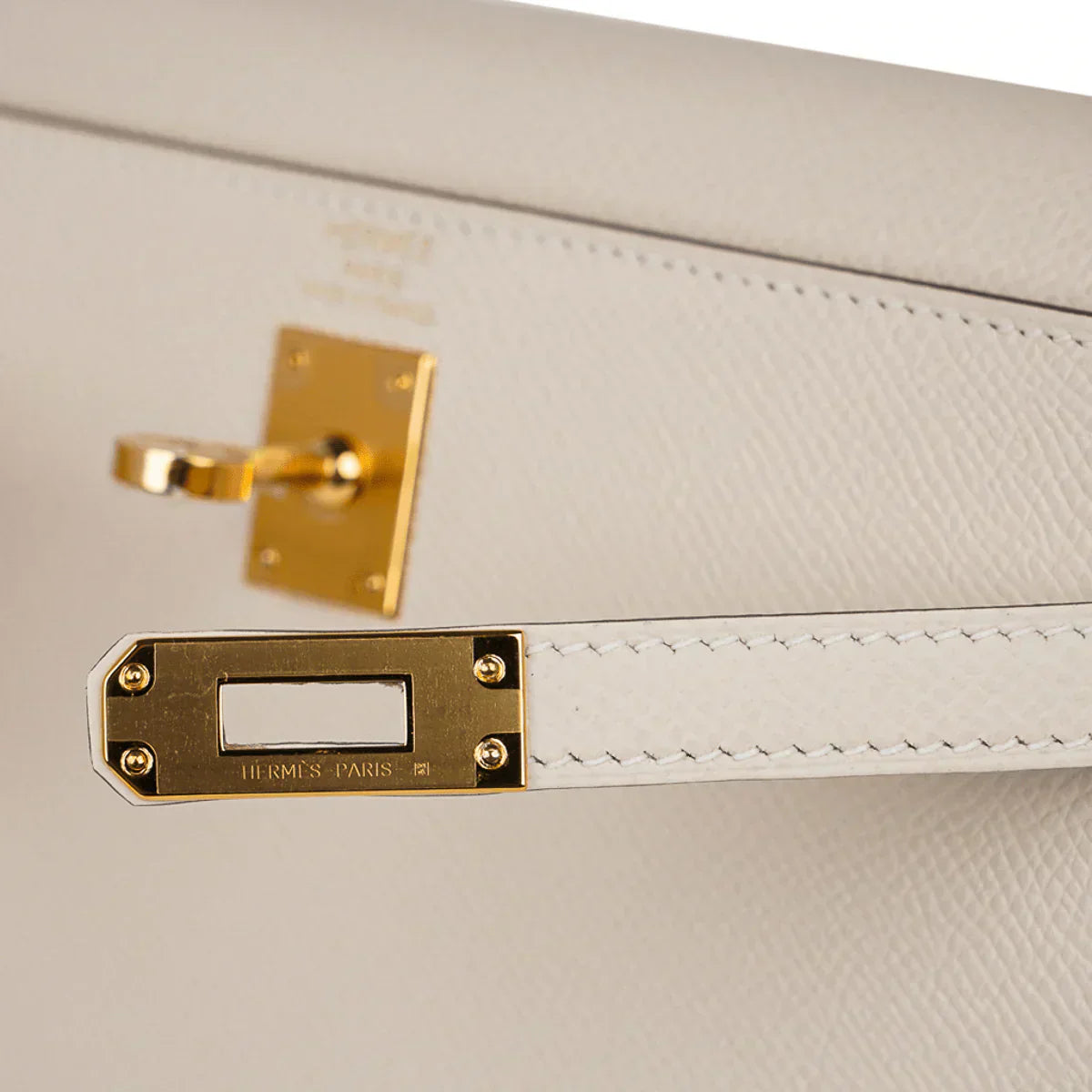 Kelly 25 Sellier Bag Craie Epsom Leather with Gold Hardware