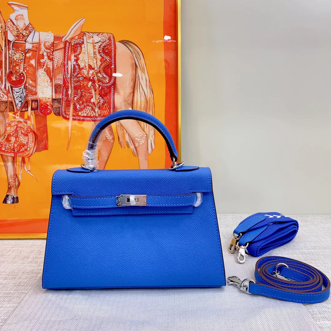 Kelly 2nd-Generation Epsom Blue Royal Palladium Hardware