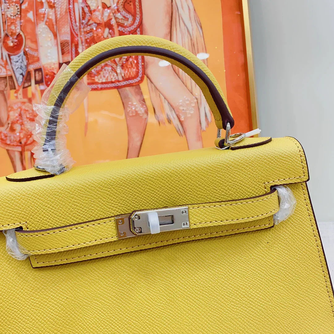 Kelly 20 Mini Sellier Bag Lime Chevre Leather Palladium