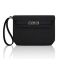 Kelly Depeches 25 Pouch Bag Black Galop D’Leather with Palladium Hardware