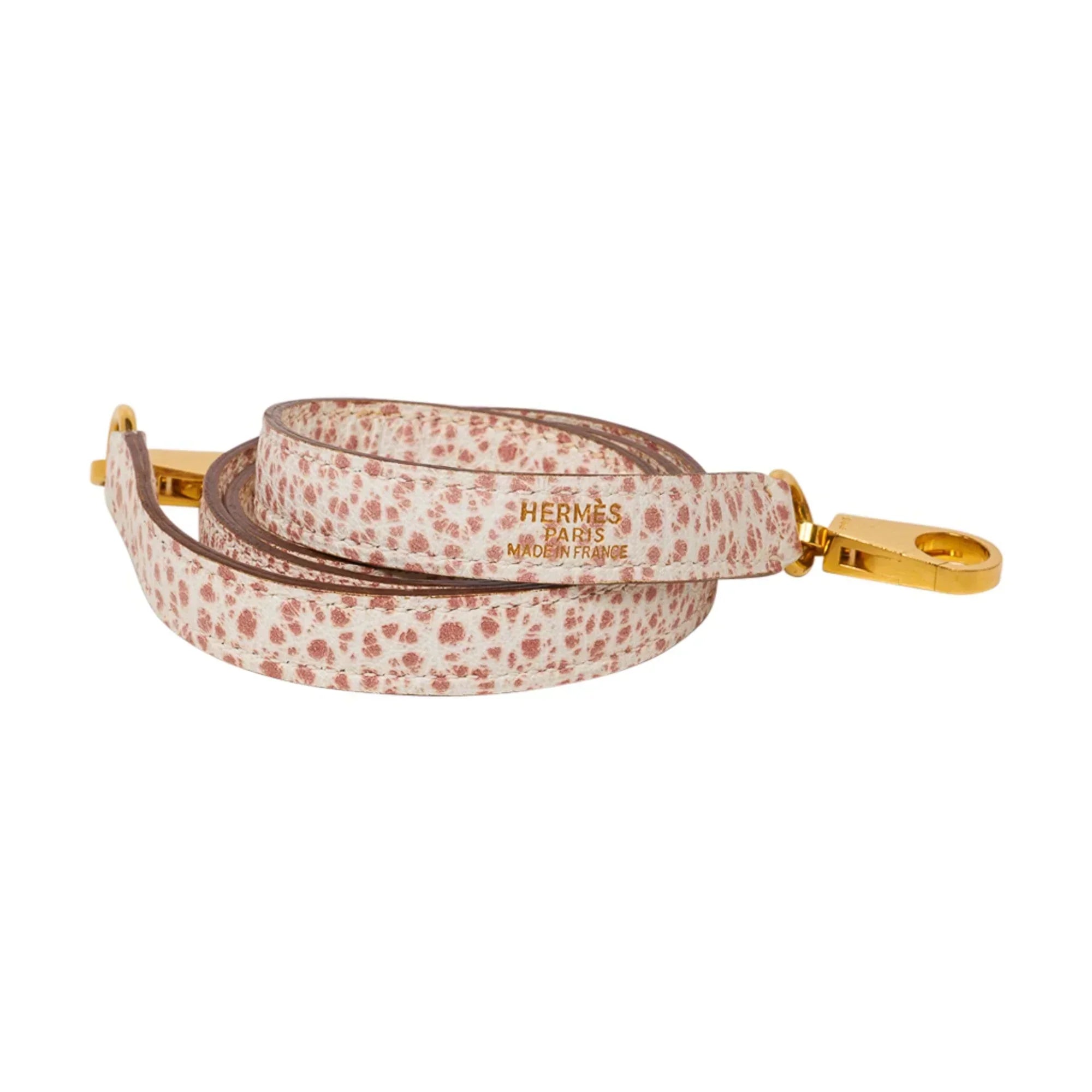 Kelly 28 Pink Dalmation Buffalo Skipper Leather Bag Gold Hardware