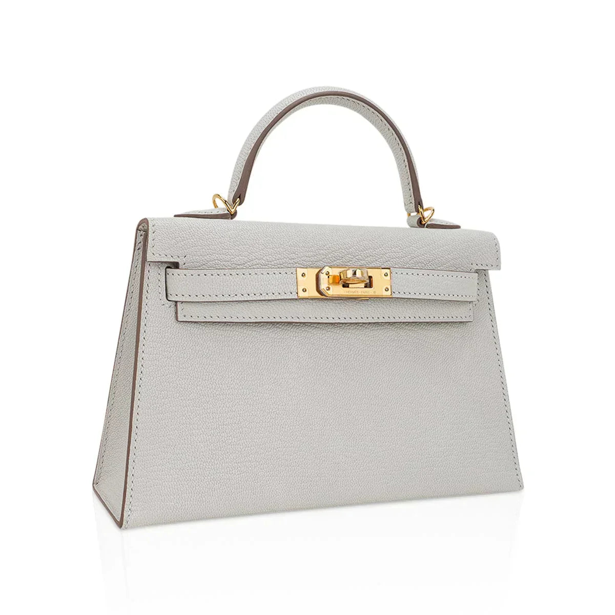 Mini Kelly 20 Bag Sellier Mushroom Chevre with Gold Hardware