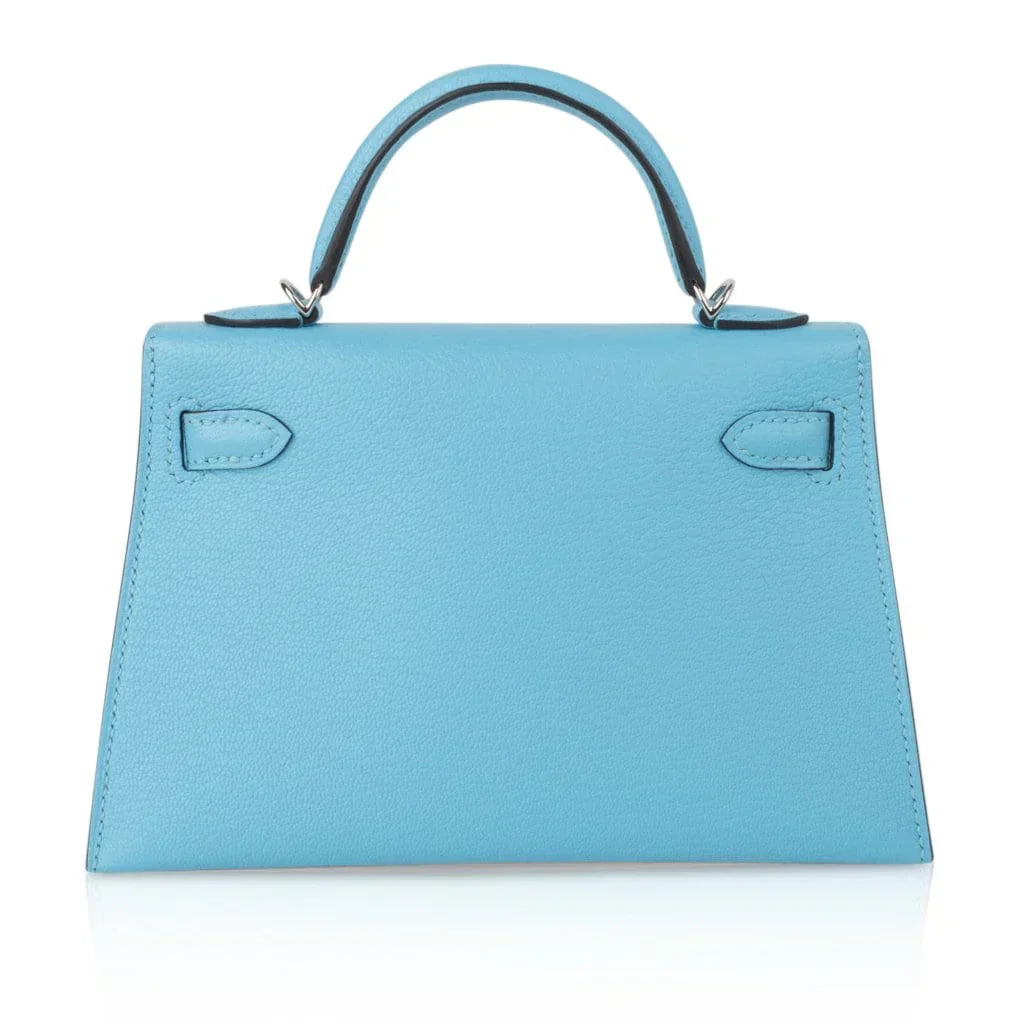 Kelly 20 Mini Sellier Bag Rare Blue Celeste Chevre Palladium