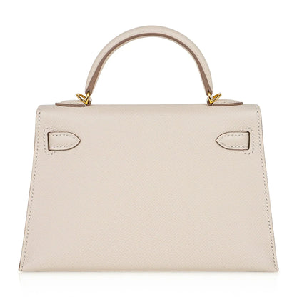 Kelly 20 Mini Sellier Bag Craie Epsom Leather with Gold Hardware