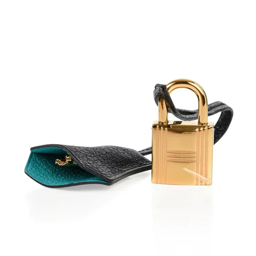 Kelly 25 Sellier Bag HSS Blue Paon / Black Chevre Mysore Gold Hardware