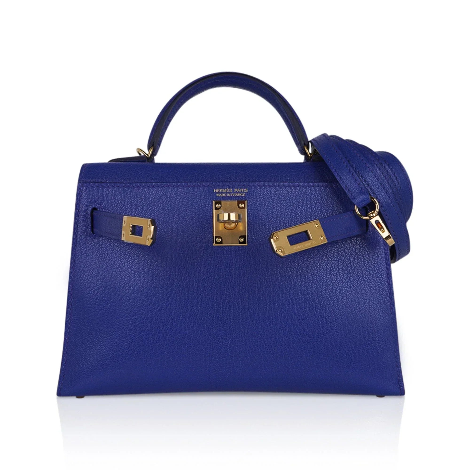 Kelly 20 Mini Sellier Bag Blue de Royal Chevre Leather Gold Hardware