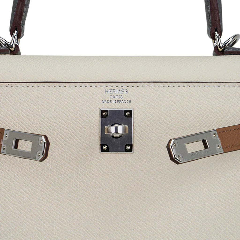 Kelly Sellier 25 Bag Nata Chai & Gris Meyer Epsom Leather with Palladium Hardware