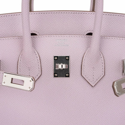 Birkin 25 Bag Sellier Mauve Pale Epsom Leather with Palladium Hardware