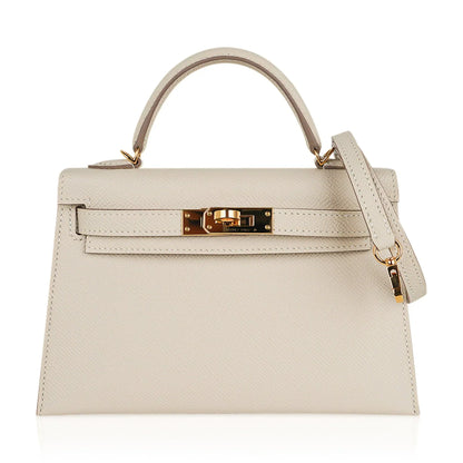 Kelly 20 Mini Sellier Bag Craie Epsom Leather Gold Hardware