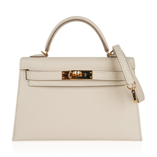Kelly 20 Mini Sellier Bag Craie Epsom Leather Gold Hardware