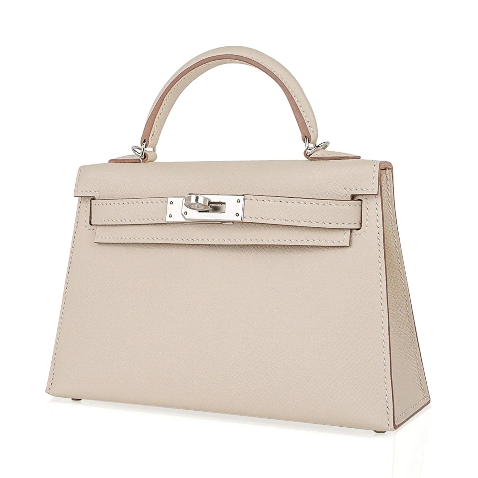 Kelly 20 Mini Sellier Bag Craie Epsom Leather Palladium Hardware New w/Box