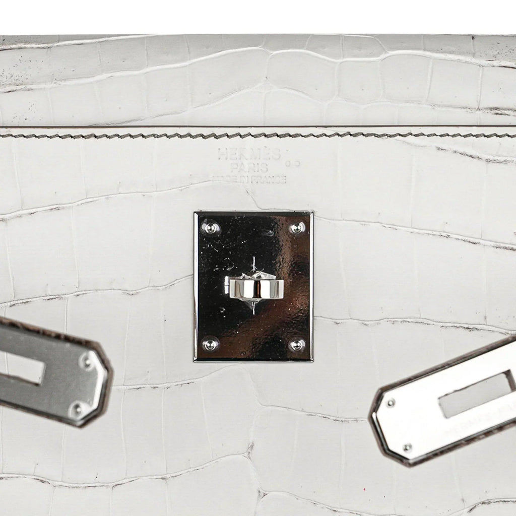 Limited Edition Kelly 32 Bag Himalaya Crocodile with Palladium Hardware