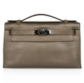 Kelly Pochette Metallic Bronze Clutch Bag Chevre Palladium