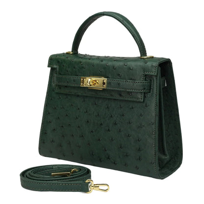 Kelly 25 Vert Ostrich Leather Ostrich Grain Texture Gold Hardware